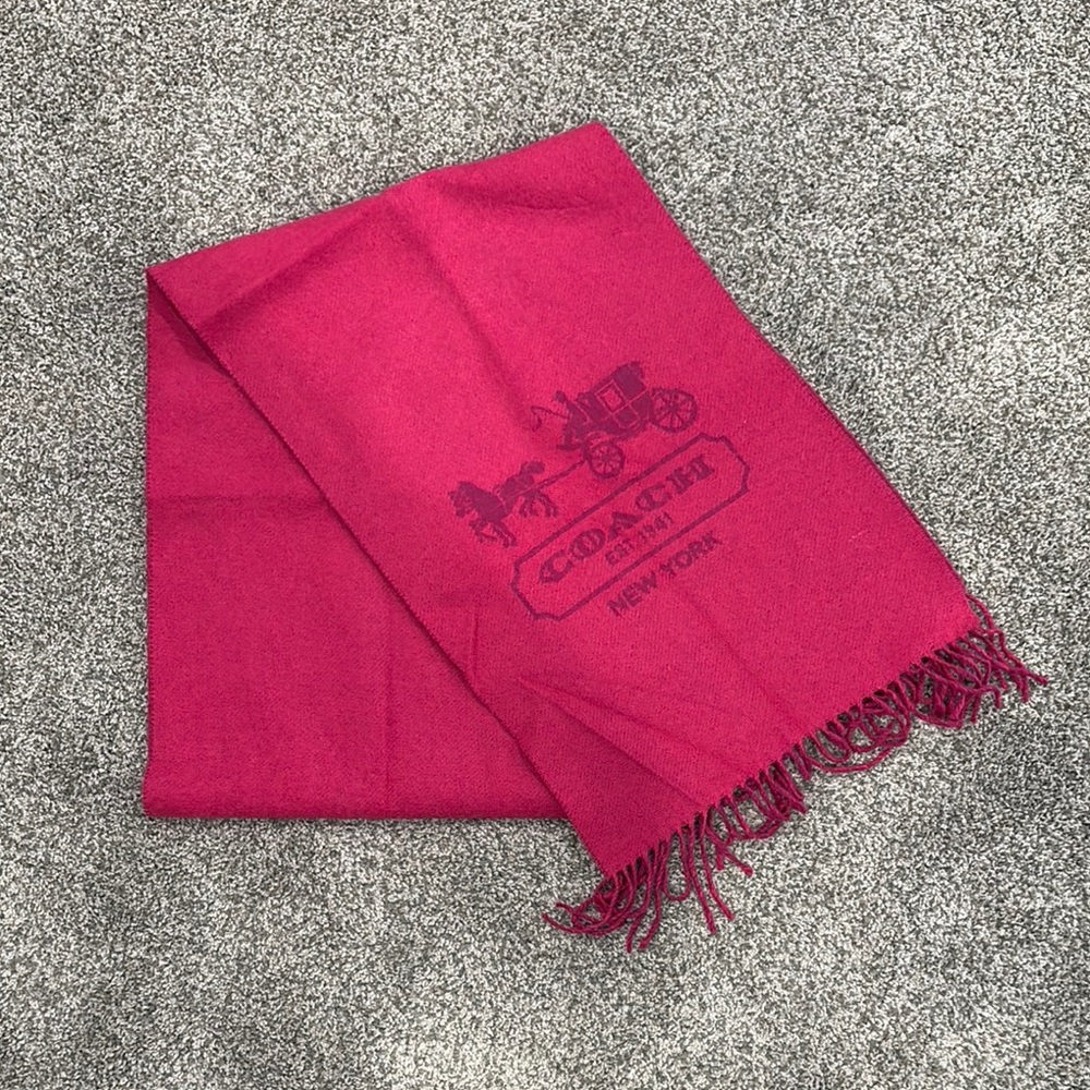 Coach Pink cashmere Scarf with Fringe